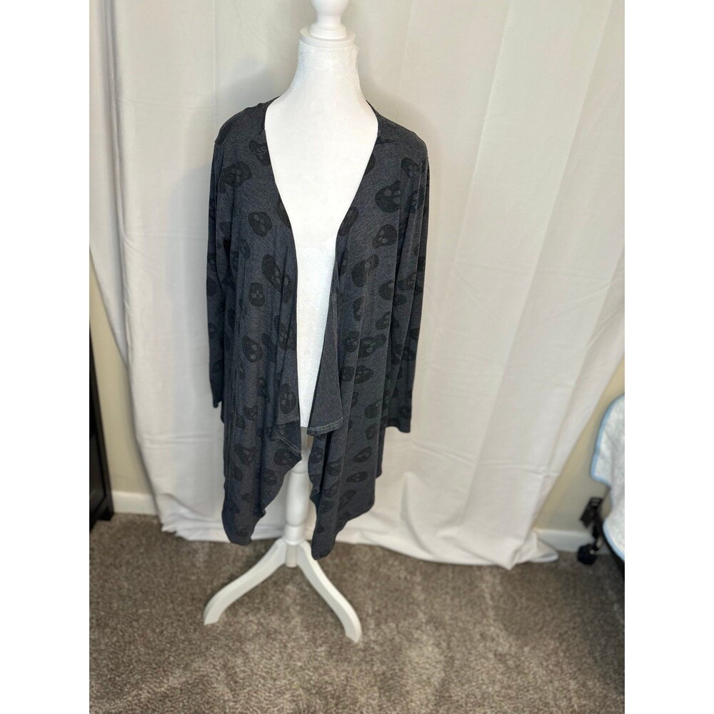 Fashion Victim Cardigan; Size Medium I believe; Skulls, Gray and Black